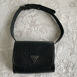 GUESS Black Pebbled Leather Belt bag